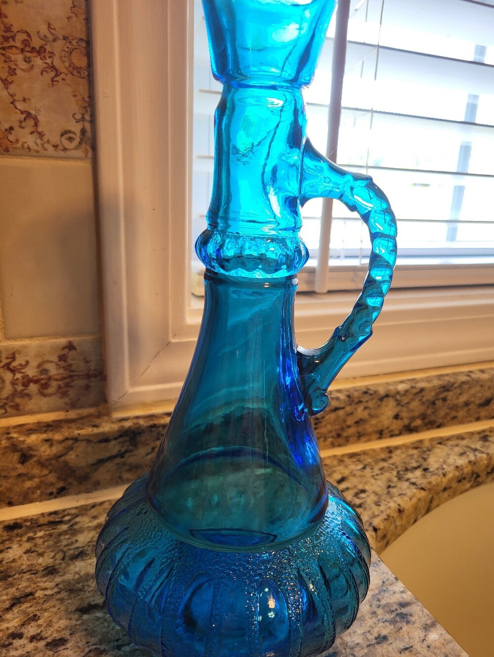 Blue 11 x 4.5 Inch  Jeannie Style Liquor Bottle - Home Art Accent - Picture 3 of 9
